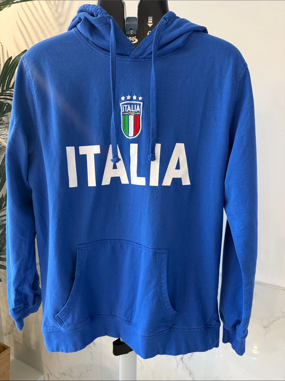 Official FIGC Italia National Soccer Team Big Logo Hoodie Blue Men's L Like New